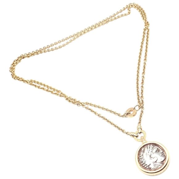 BVLGARI Jewelry - Rare! Bvlgari Bulgari 18k Yellow Gold Antique Coin Monete 38" Long Link Necklace